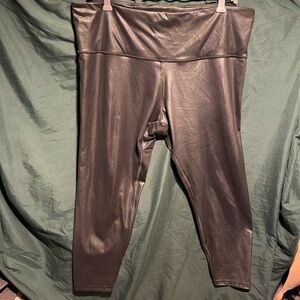 Athleta 2x Shiny Black Leggings